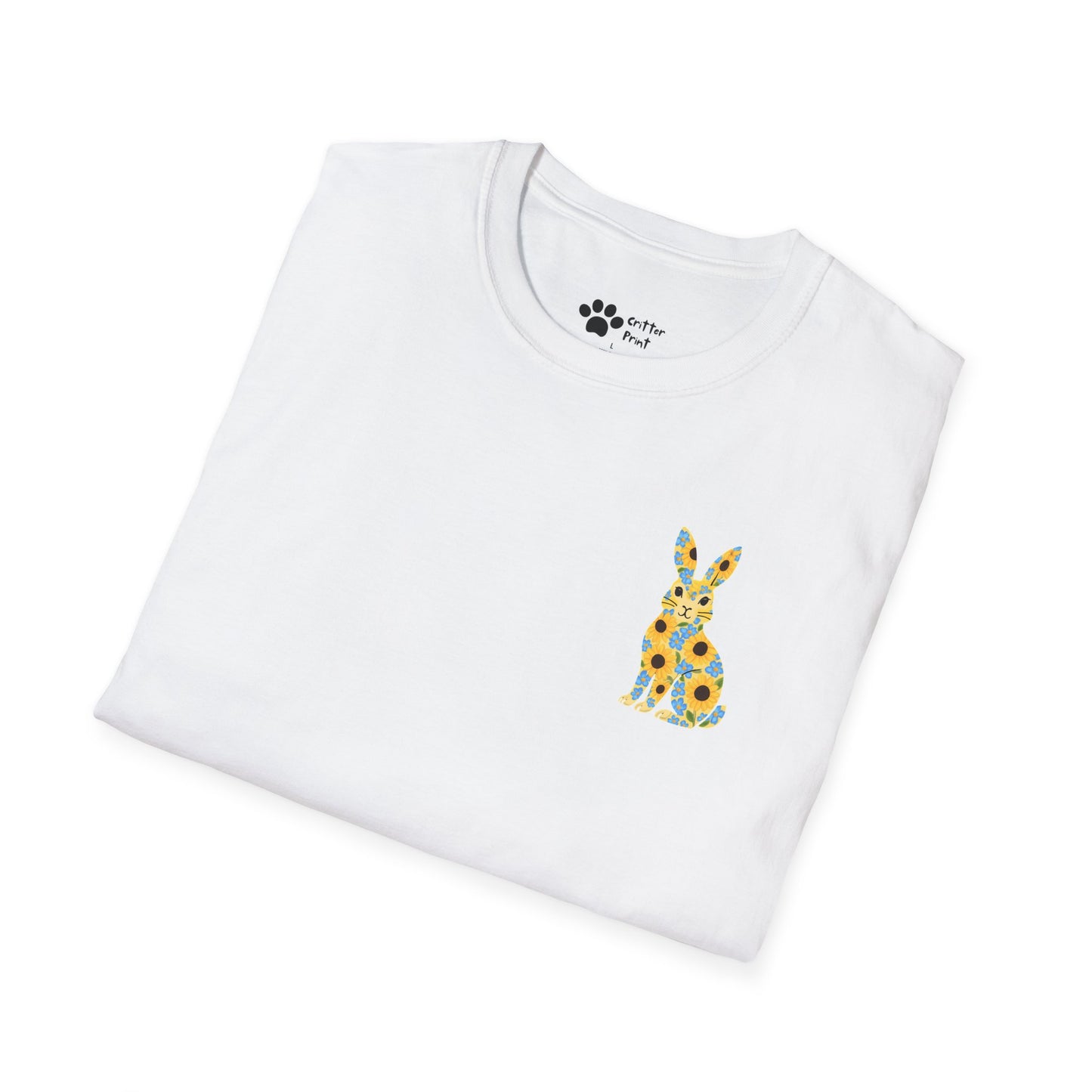 Floral Rabbit on Chest T-Shirt