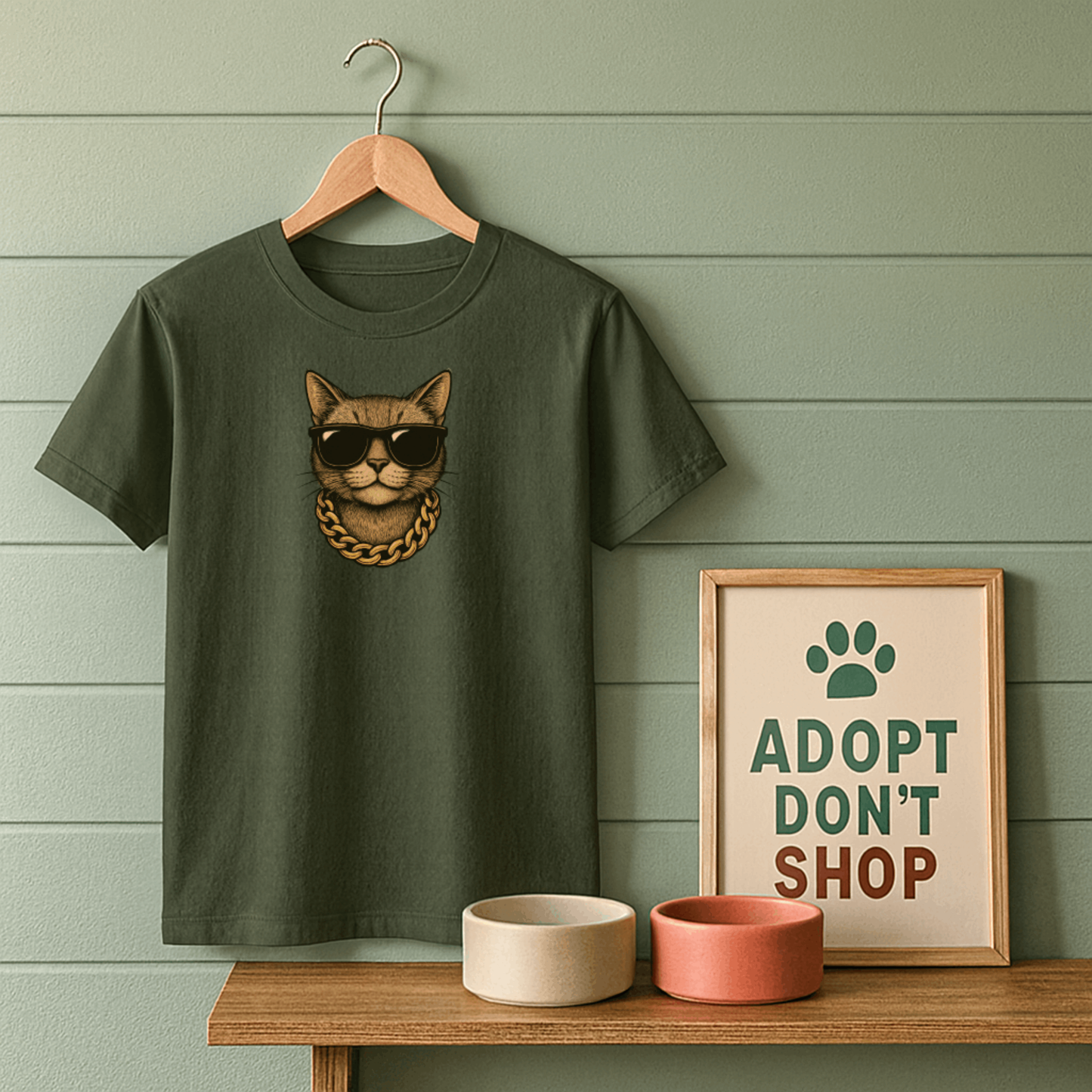 Gold Chain Cat T-Shirt