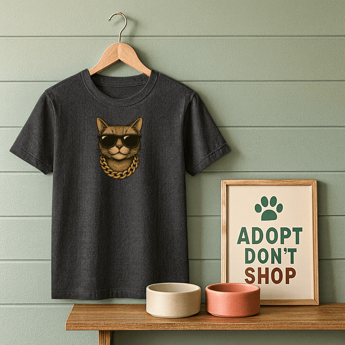 Gold Chain Cat T-Shirt