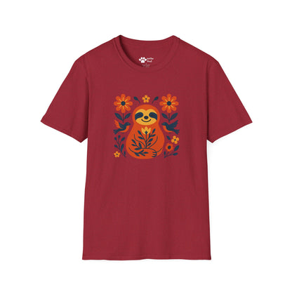 Joyful Sloth with Birds and Blooms T-Shirt