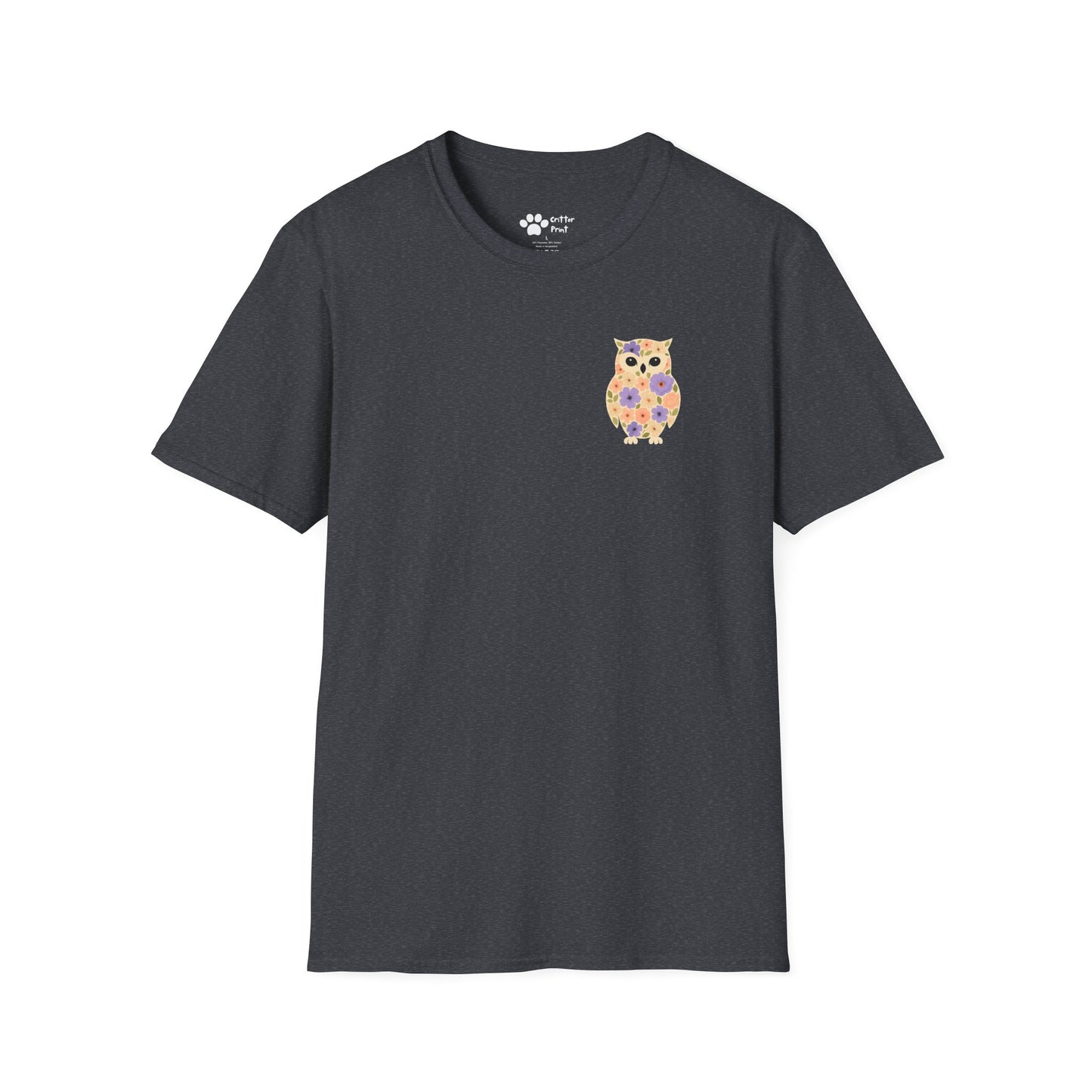 Floral Owl on Chest T-Shirt