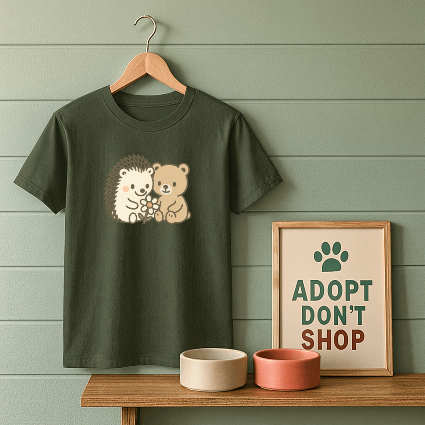 Hedgehog and Bear w/Daisy T-Shirt