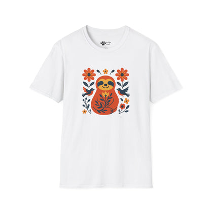 Joyful Sloth with Birds and Blooms T-Shirt