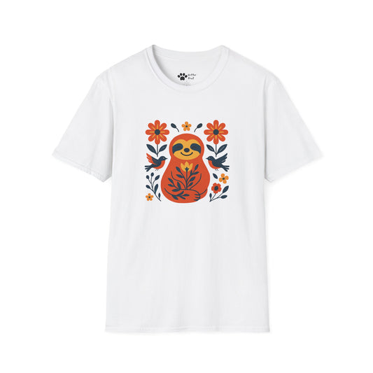 Joyful Sloth with Birds and Blooms T-Shirt
