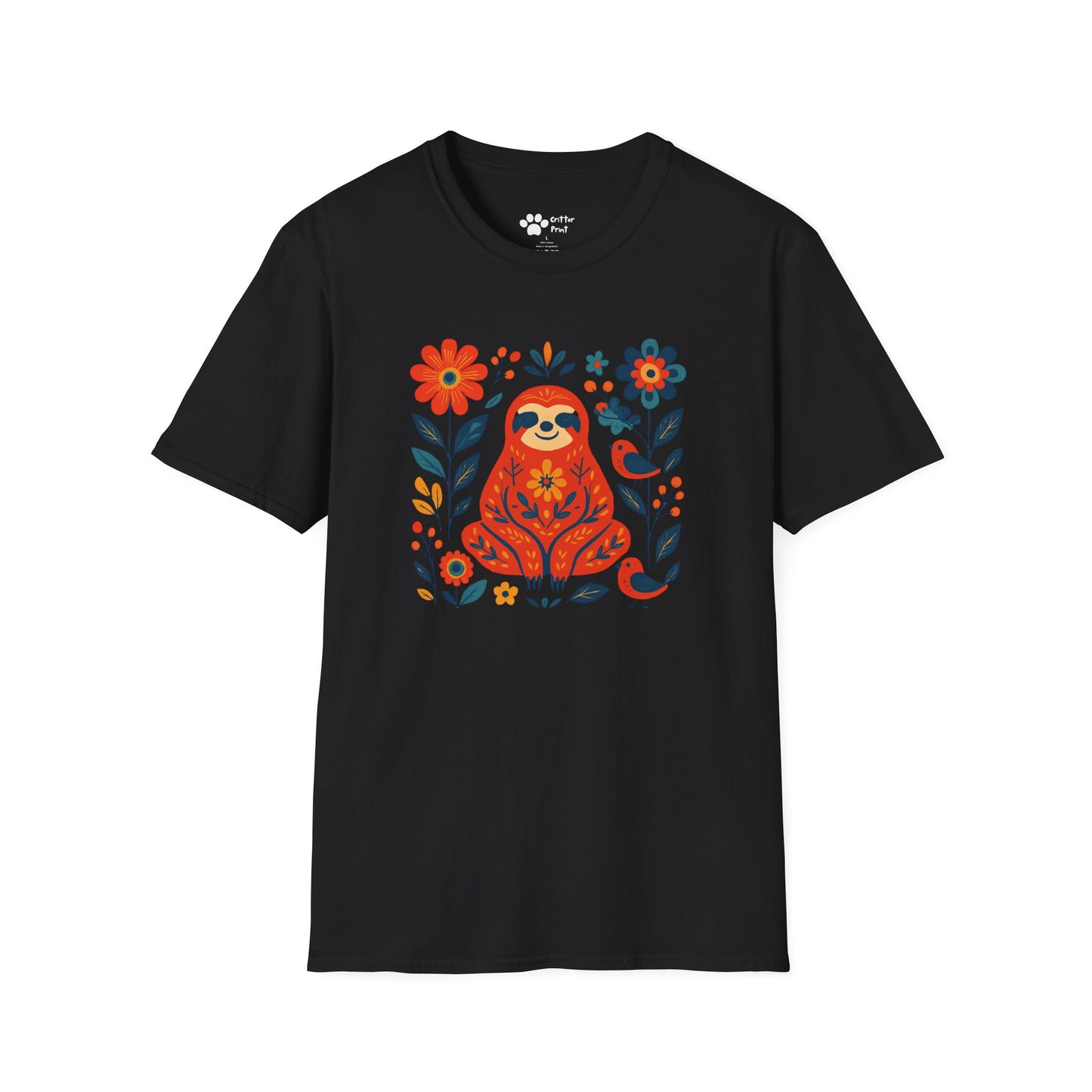 #2 Joyful Sloth with Birds and Blooms T-Shirt