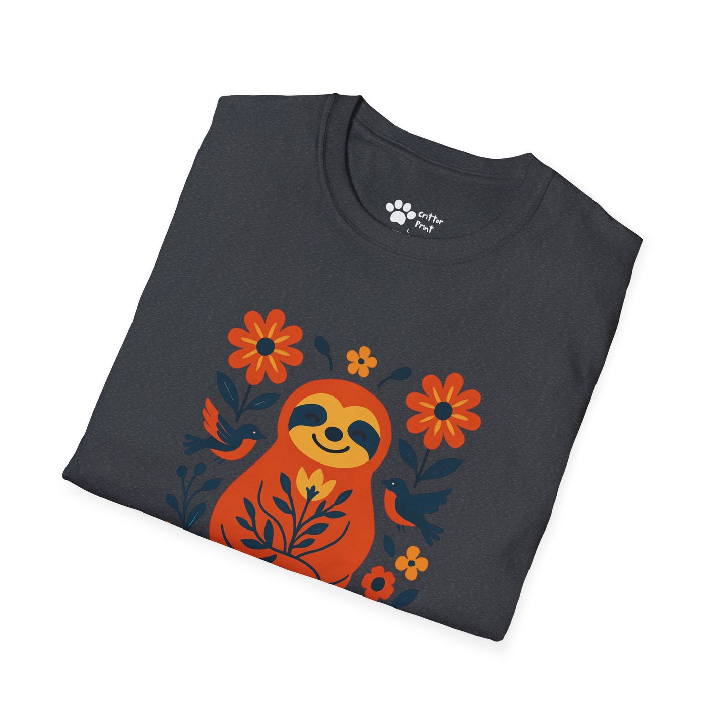 Joyful Sloth with Birds and Blooms T-Shirt