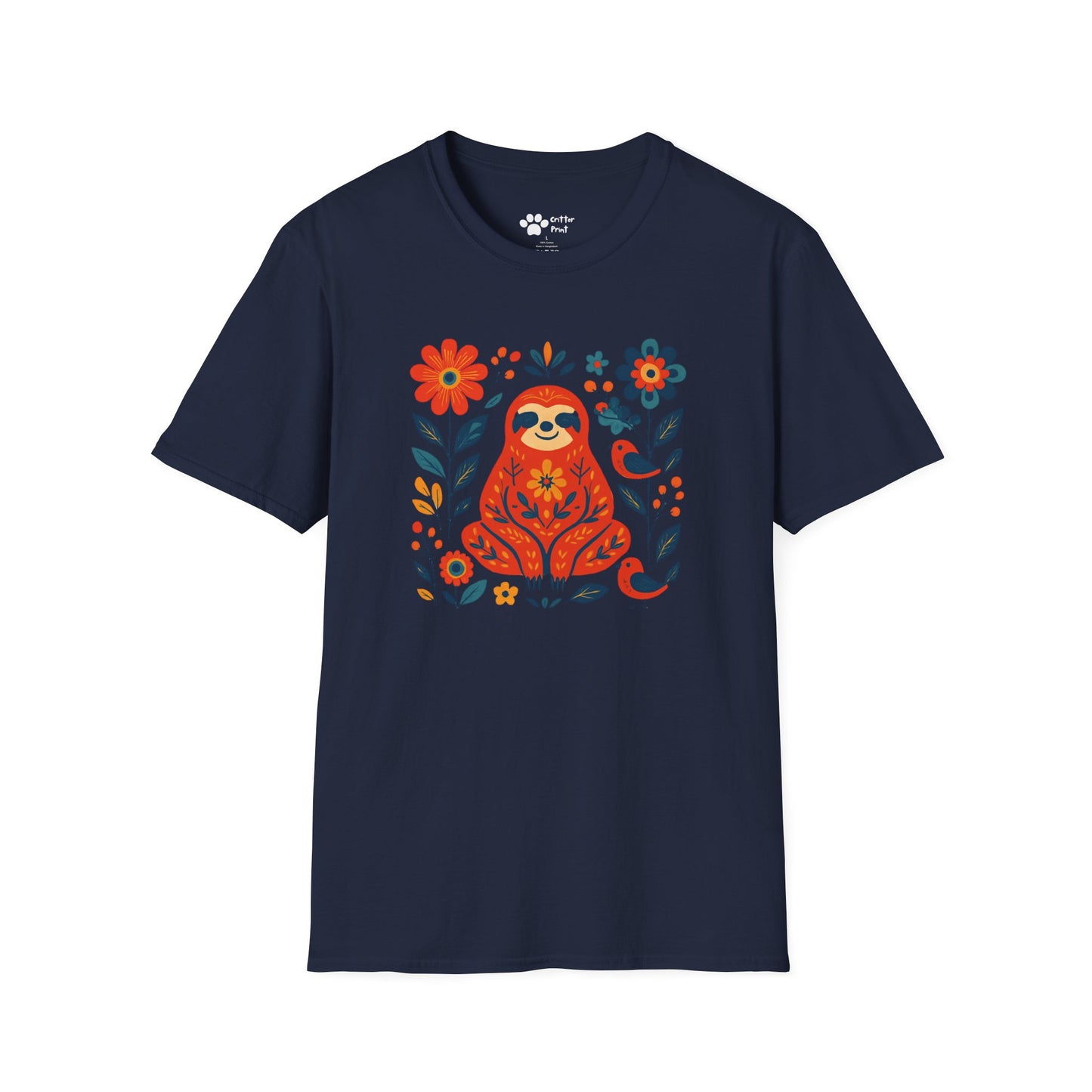 #2 Joyful Sloth with Birds and Blooms T-Shirt