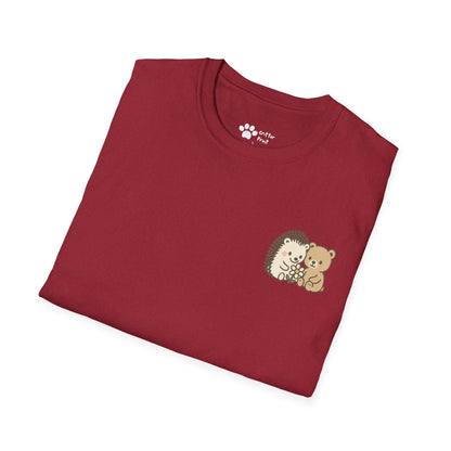 Hedgehog and Bear w/Daisy Pec Logo T-Shirt