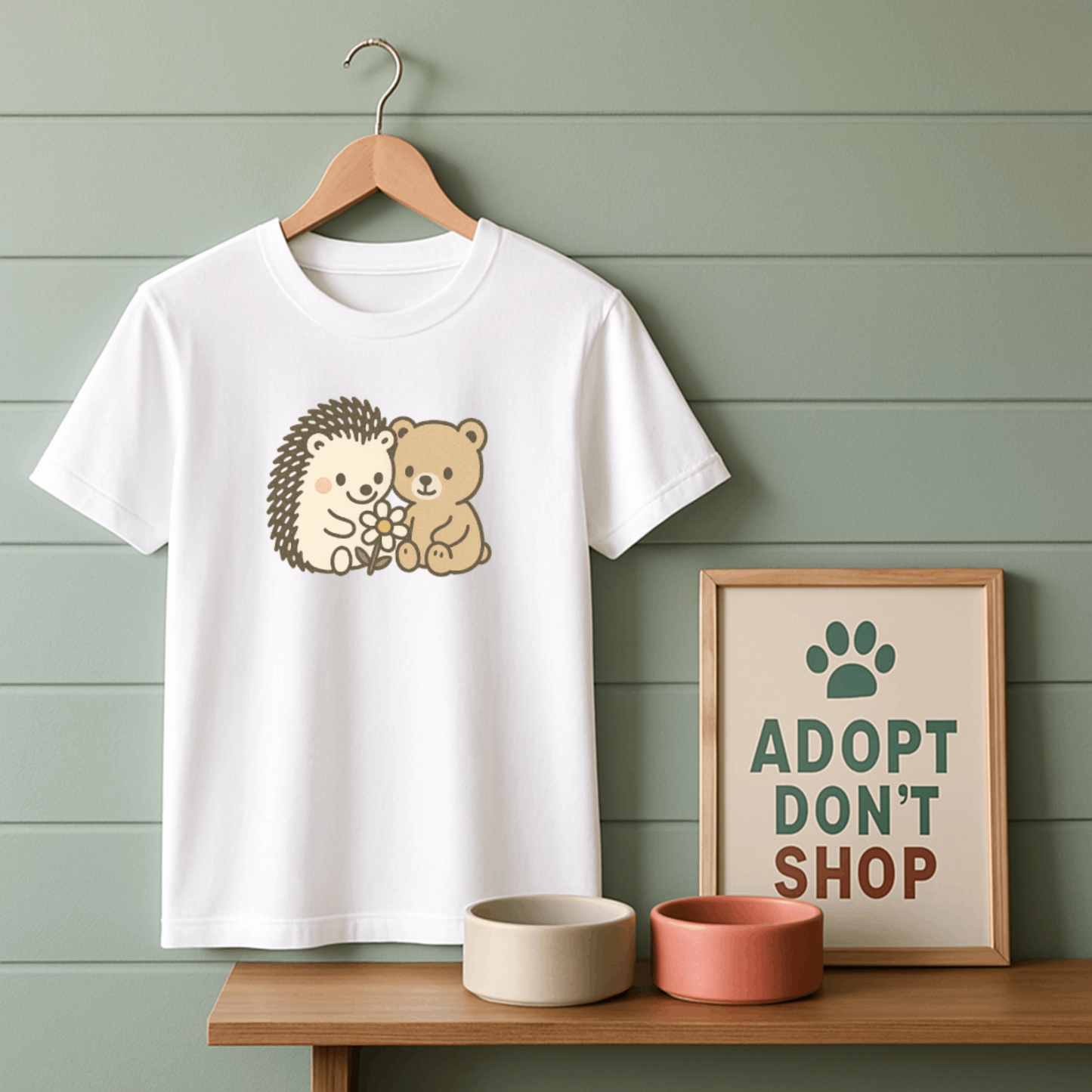 Hedgehog and Bear w/Daisy T-Shirt