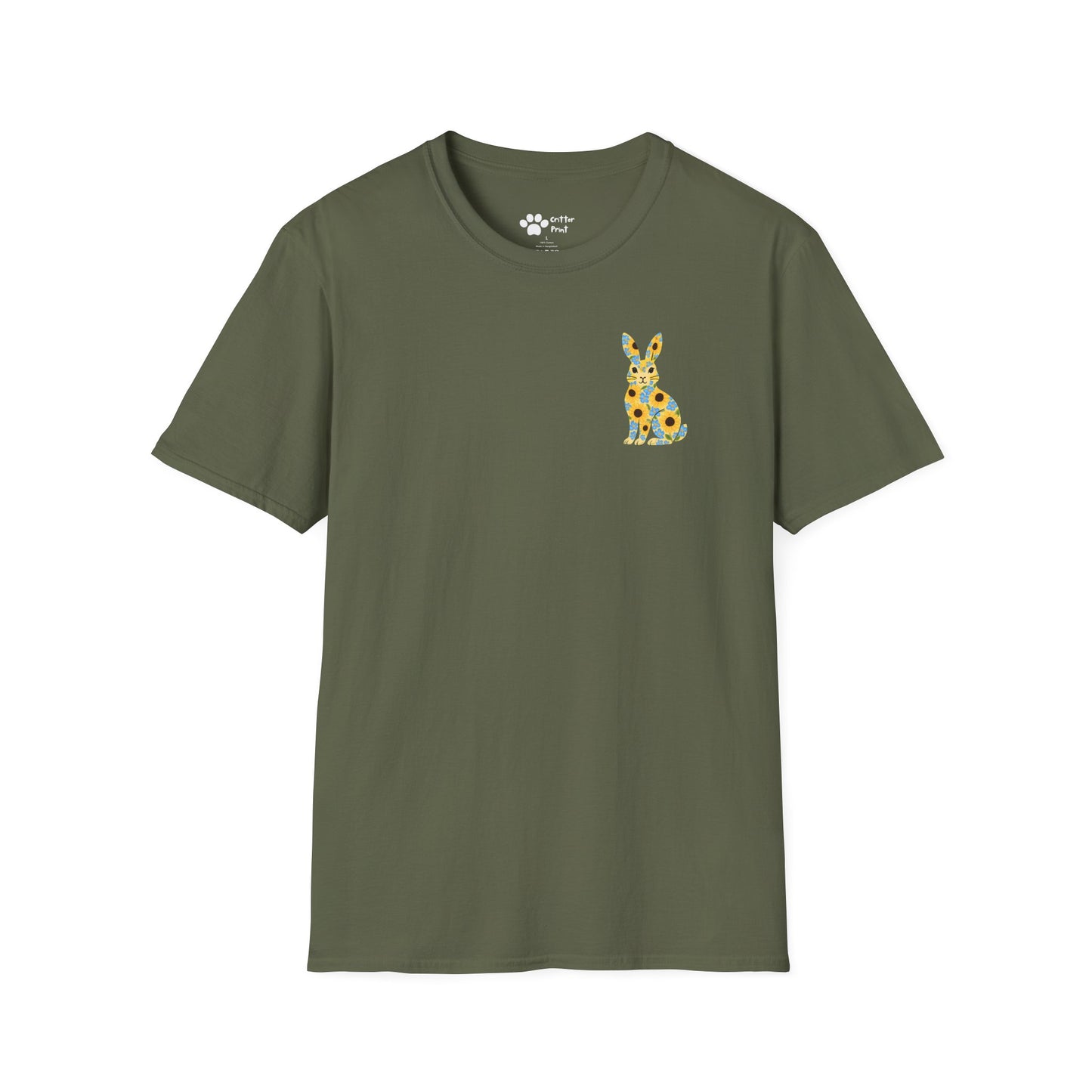 Floral Rabbit on Chest T-Shirt