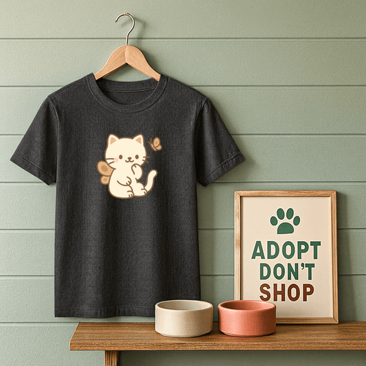 Butterfly Cat Full Chest Logo T-Shirt