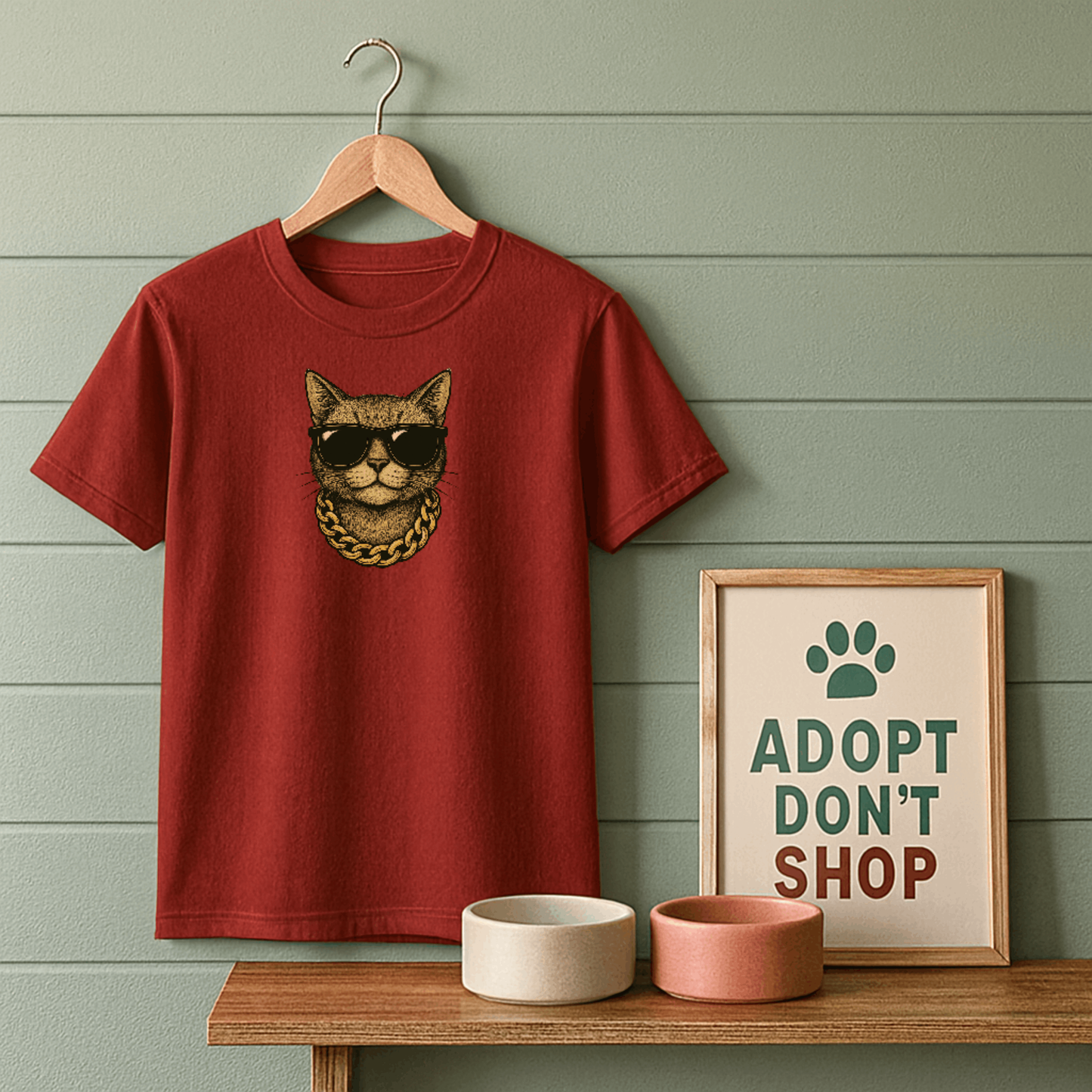 Gold Chain Cat T-Shirt