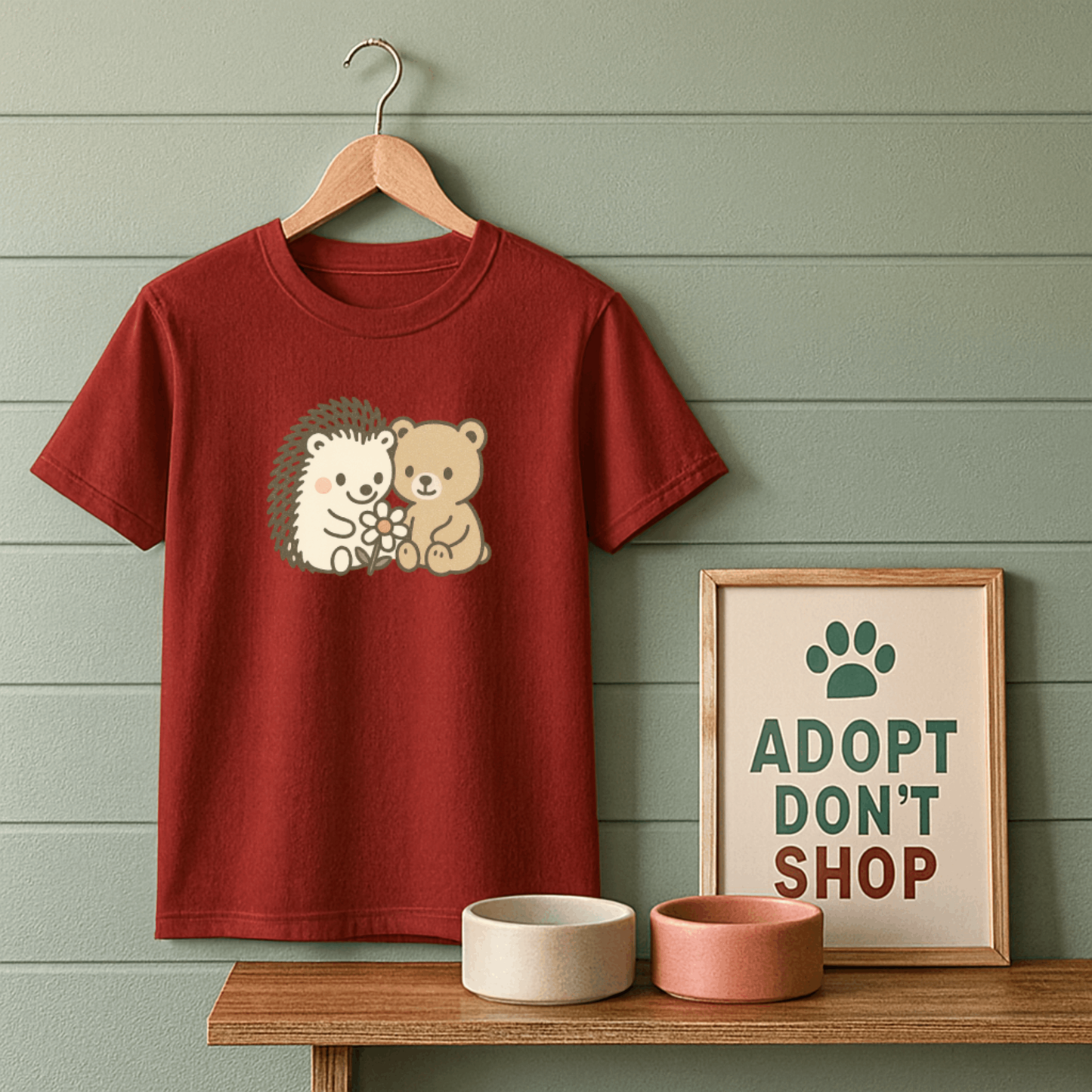 Hedgehog and Bear w/Daisy T-Shirt