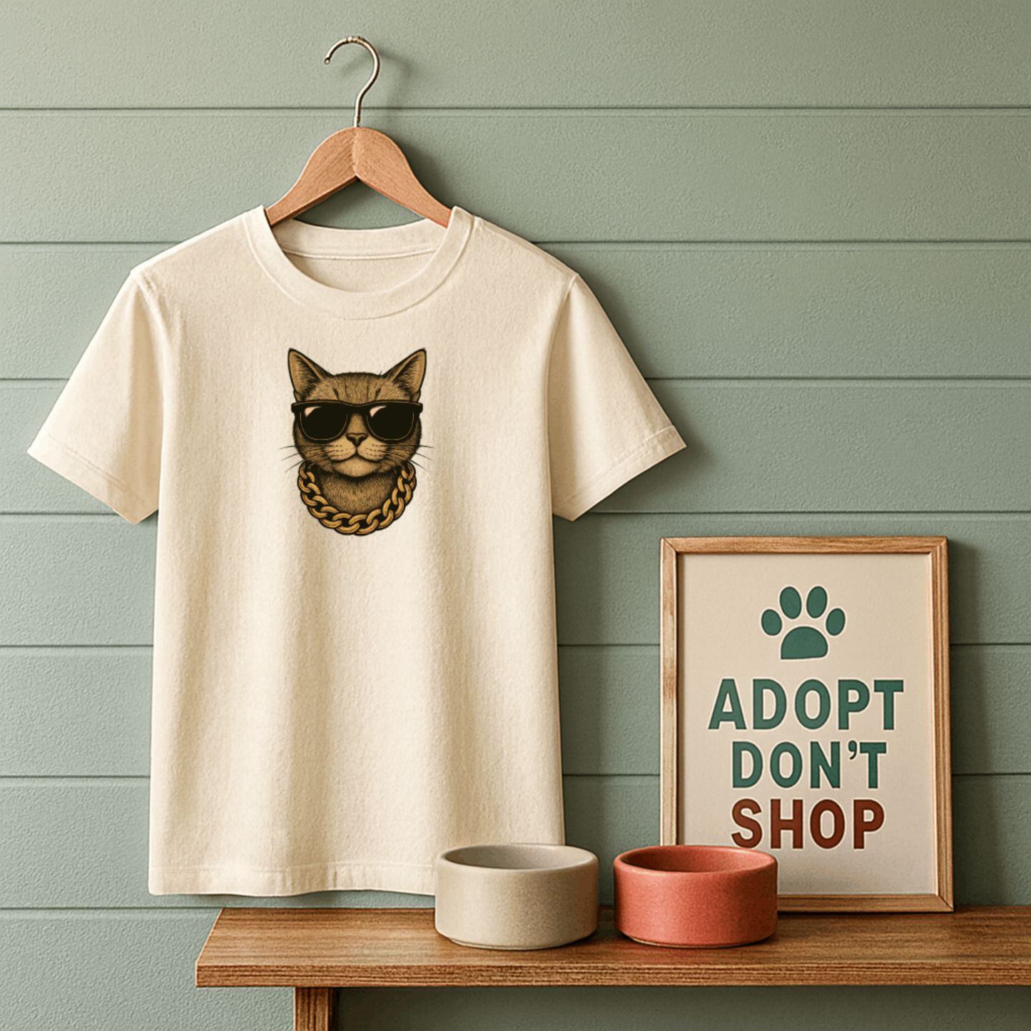 Gold Chain Cat T-Shirt