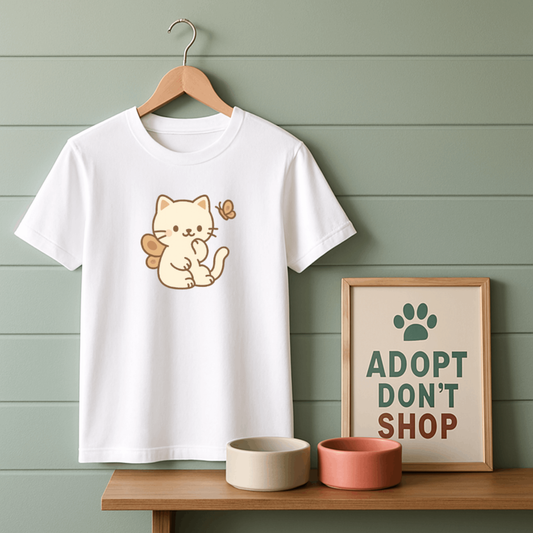 Butterfly Cat Full Chest Logo T-Shirt