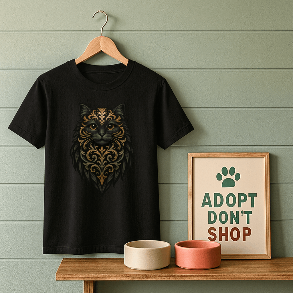 Fancy Black and Gold Cat T-Shirt