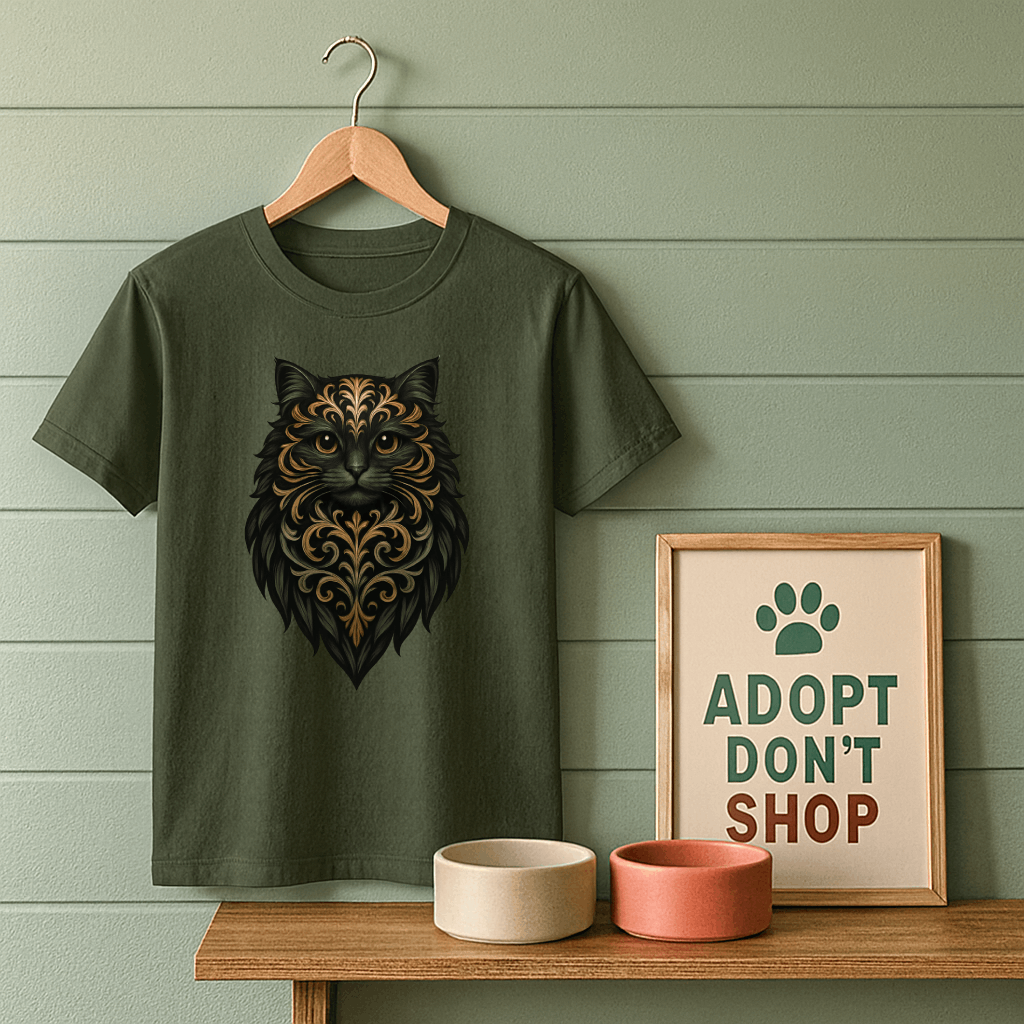 Fancy Black and Gold Cat T-Shirt