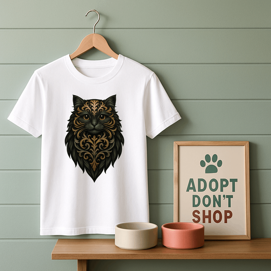 Fancy Black and Gold Cat T-Shirt